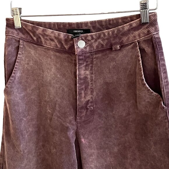 Womens Medium Brown Corduroy Wide Bell Bottom Flare Stretch Pull Ons 90s - Picture 8 of 13